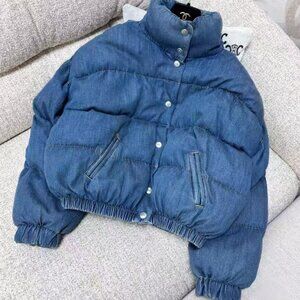 CHANEL Denim Blue Puffer Jacket